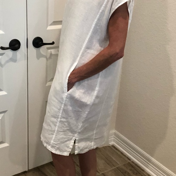 Eileen Fisher 100% Organic Linen White Dress Cover Up Small - Picture 13 of 16